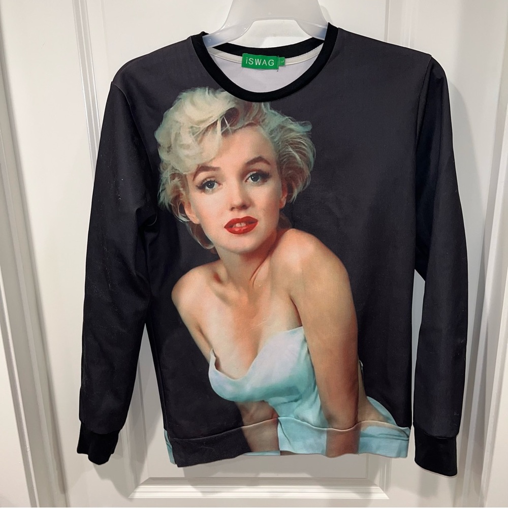 Marilyn Monroe picture iswag pullover sweatshirt sweater women size L black